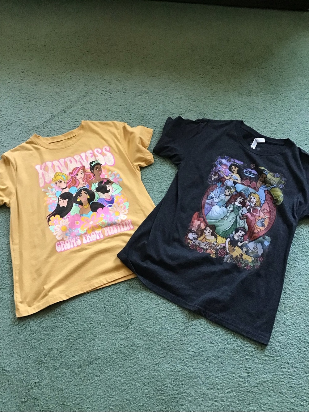 Disney Sleeve Tees - Mustard Yellow & Black Princess Graphic